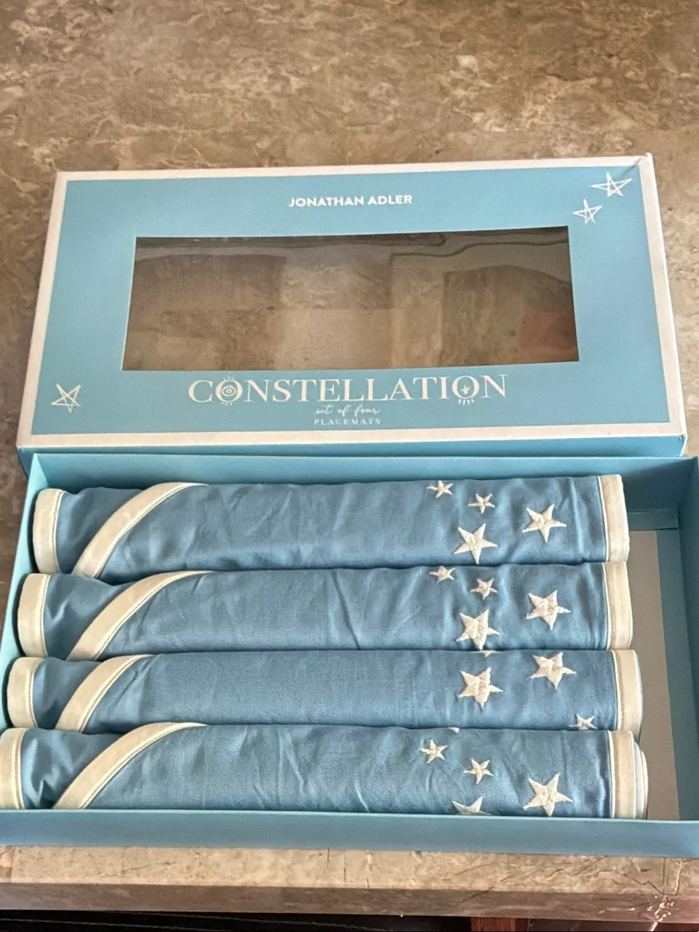 Jonathan Adler Sky Blue and Cream Constellation Placemats 4